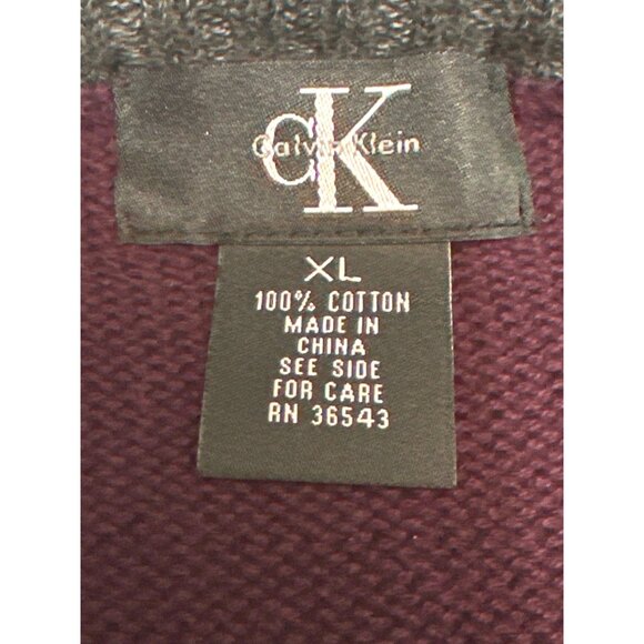Calvin Klein Mens XL Maroon All Cotton Cable Knit Half Zip Sweater - Picture 7 of 12